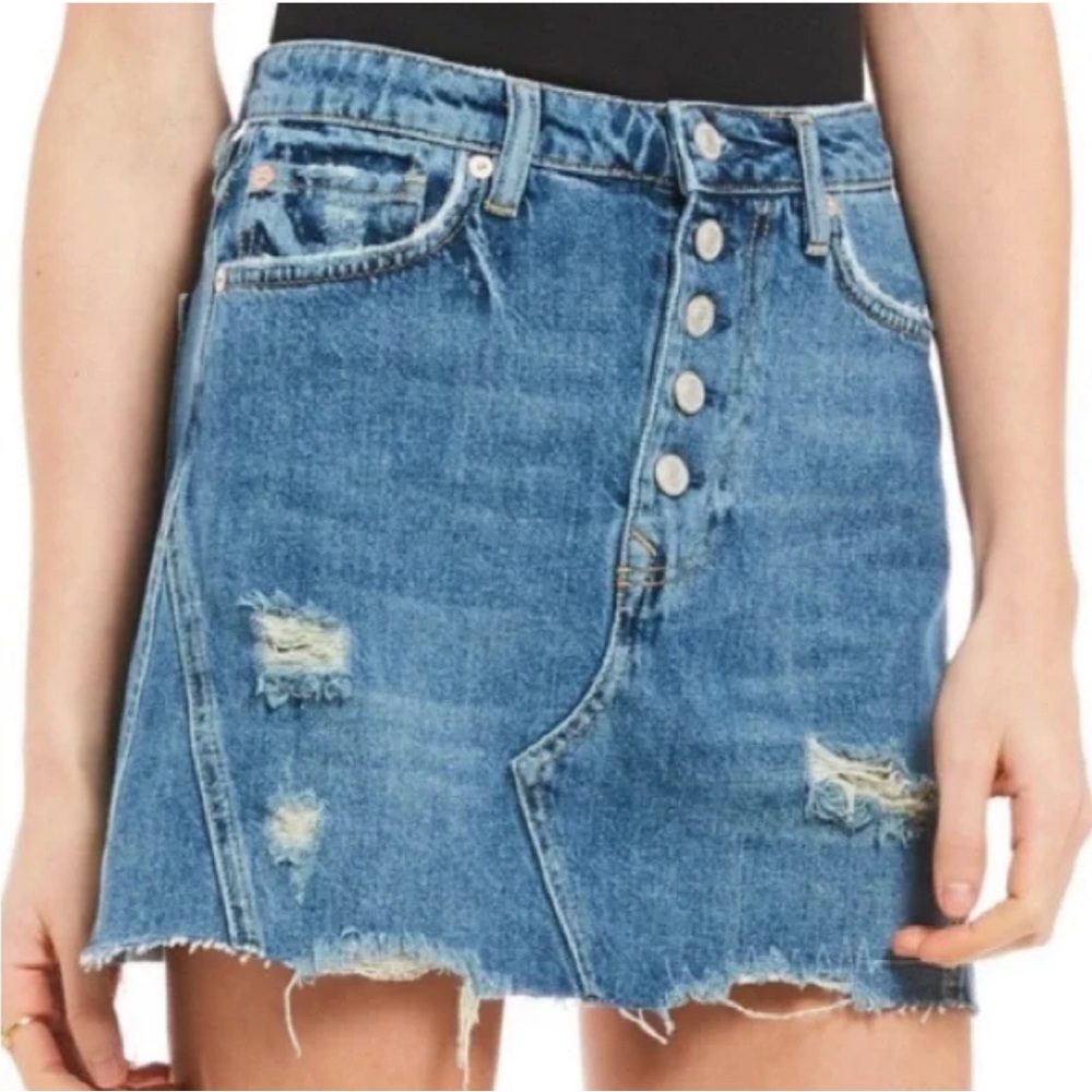 We the Free Distressed Denim Mini Skirt